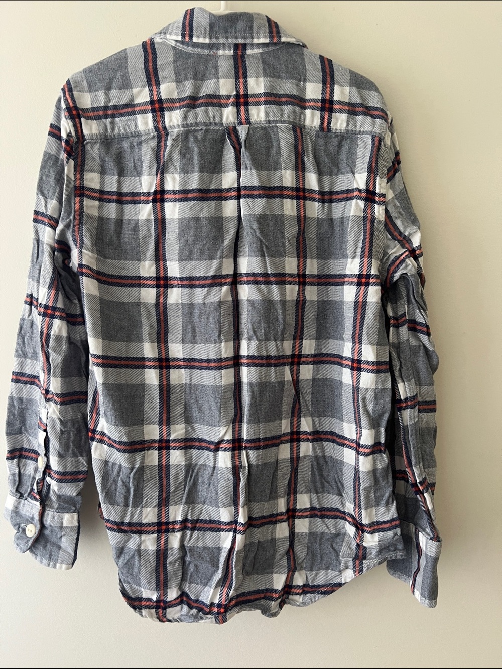 Crewcuts Blue Gray Plaid Button-Down Shirt with Red Accents - Picture 3 of 3